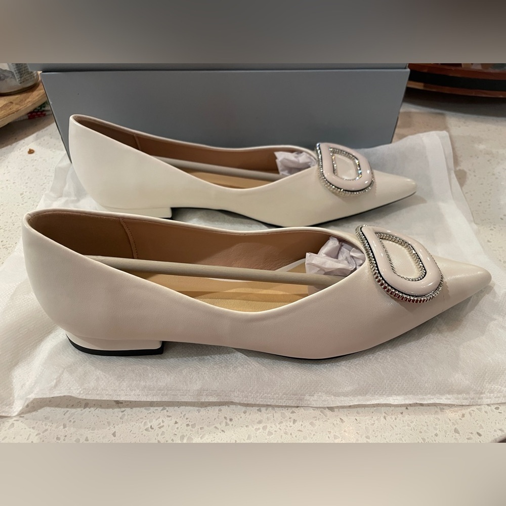 C.Paravano White Women's Shoes with Embellished Buckle - Picture 5 of 10